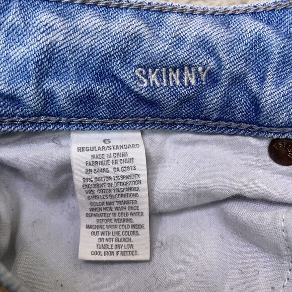 American Eagle Distressed Skinny Slim Stretch Light Wash Demim Jeans Size 6x31 - Picture 6 of 11